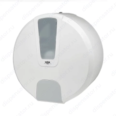 Диспенсер туалетной бумаги N1 БИЗНЕС корпус белый, верхнее стекло прозрачное, нижнее стекло серый ABS-пластик, арт. HOR-21111614