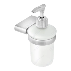 Дозатор для жидкого мыла стеклянный  "Solinne", B-82706, хром, стекло-сатин, Коллекция Mirror