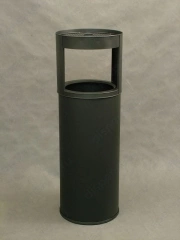 Урна-пепельница "Муар", 380х1200, черный муар 9005, с пепельницей, кольцо под пакет, 90 л