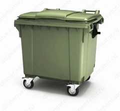 Контейнер мусорный передвижной 1100 л с ТМ Пластик система зеленый, с крышкой, 22.С19
