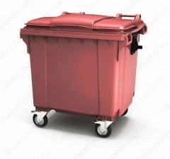 Контейнер мусорный передвижной 1100 л с ТМ Пластик система красный, с крышкой, 22.С19 