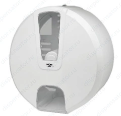 Диспенсер туалетной бумаги N1 БИЗНЕС корпус белый, стекло прозрачное, арт. HOR-21112201