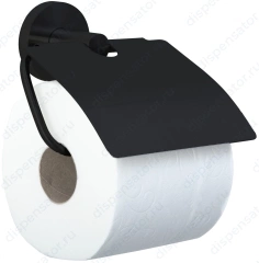 Держатель для туалетной бумаги с крышкой Nofer NIZA черный, арт. 16858.N