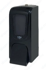 Дозатор для жидкого мыла X12 нажимной 1,2л БИЗНЕС, корпус черный, стекло прозрачное черное, кнопка черная, арт. HOR-41213515