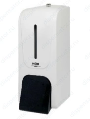 Дозатор для жидкого мыла X7 нажимной 0,7л СТАНДАРТ, корпус белый, кнопка черная, арт. HOR-32110503