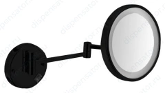 Зеркало с регулировкой и led-подсветкой Nofer VANITY, черное, увеличение х3, Ø215 мм, арт. 08006.N