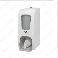 Дозатор для жидкого мыла X7 нажимной 0,7л БИЗНЕС, корпус белый, стекло и кнопка прозрачные, арт. HOR-31112201