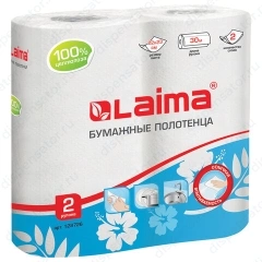 Полотенца бумажные LAIMA/ЛАЙМА бытовые двухслойные белые