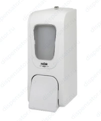 Дозатор для жидкого мыла X7 нажимной 0,7л БИЗНЕС, корпус белый, стекло прозрачное, кнопка белая, арт. HOR-31112411