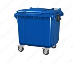 Контейнер мусорный передвижной 1100 л с ТМ Пластик система синий, с крышкой, 22.С19