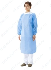 Полиэтиленовые халаты с манжетом на резинке Saraya 51096 универсальные, синие, 15 шт./уп.