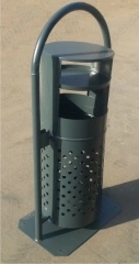 Урна-пепельница "Фреш", 600х1250, серый 7016, с пепельницей, кольцо под пакет, 60 л