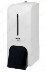 Дозатор для жидкого мыла X12 нажимной 1,2л СТАНДАРТ, корпус белый, кнопка черная, арт. HOR-42110503