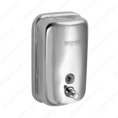 BRIMIX - Дозатор жидкого мыла настенный, металлический с глазком, из нержавеющей стали 1000 мл, арт 615