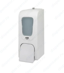 Дозатор для жидкого мыла X7 нажимной 0,7л БИЗНЕС, корпус белый, стекло белое матовое, кнопка белая, арт. HOR-31111417