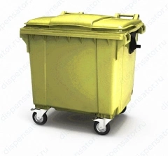Контейнер мусорный передвижной 1100 л с ТМ Пластик система желтый, с крышкой, 22.С19