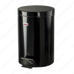 Ведро-контейнер для мусора (урна) с педалью LAIMA "Classic", 20 л, черное, глянцевое, металл, со съемным внутренним ведром, 604945